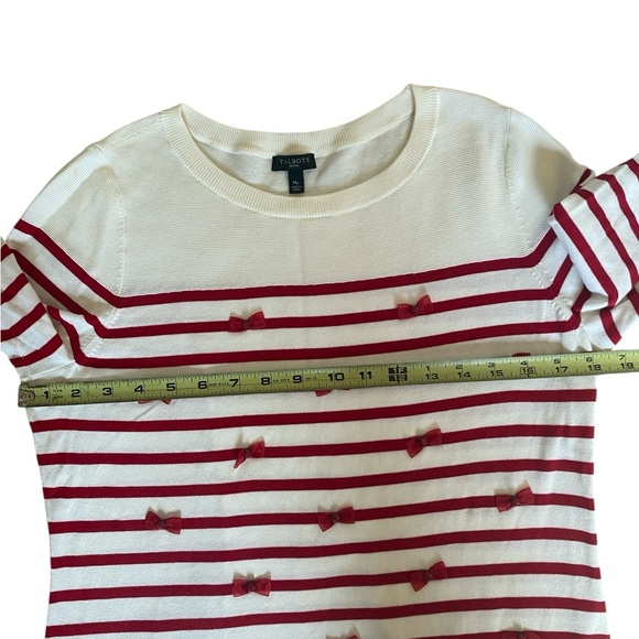 Talbots Red and Cream Striped Crew Neck Sweater - Picture 8 of 12